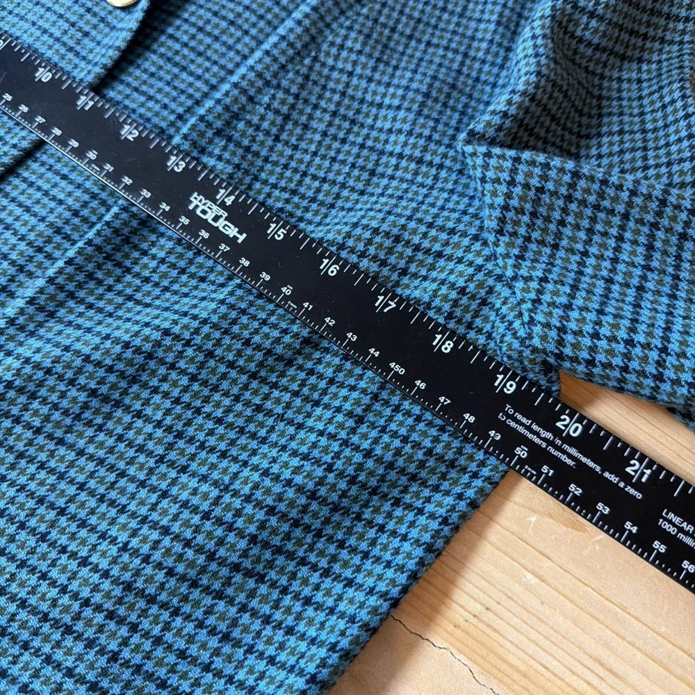 Pendleton Houndstooth Blazer 100% Virgin Wool Teal ‎ Women's Small See Measures